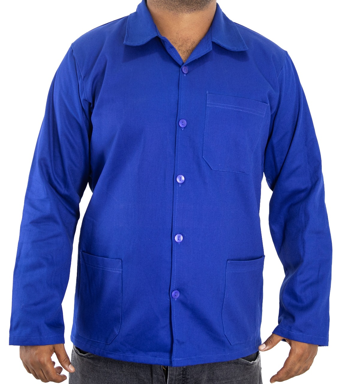 Bata manga longa em brim